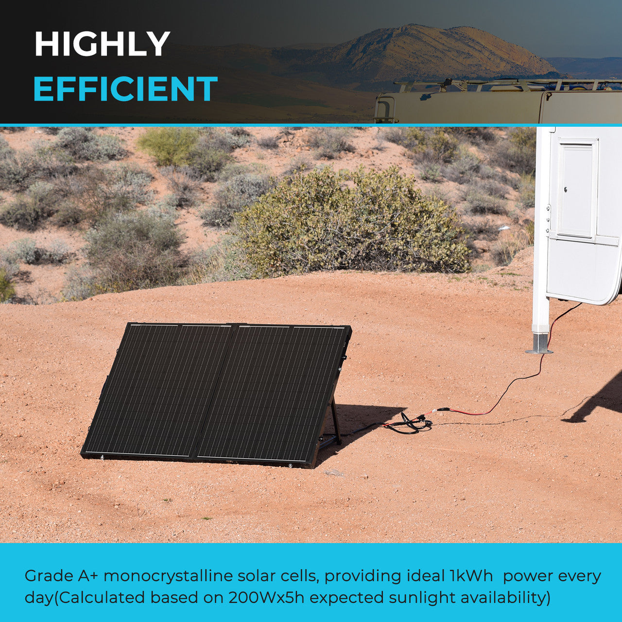 200W Portable Solar Panel Suitcase w/ 20A PWM Controller