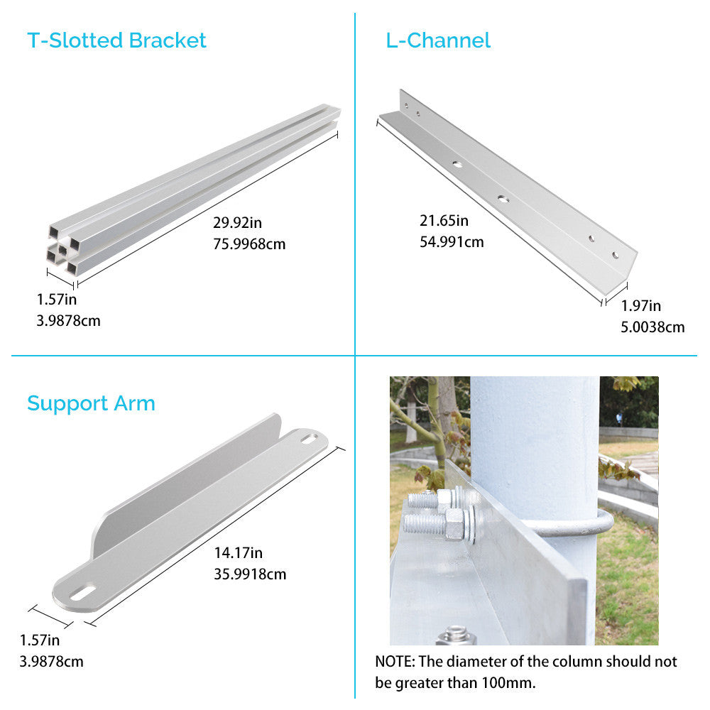 Solar Panel Pole Mount Single Side 27.4in