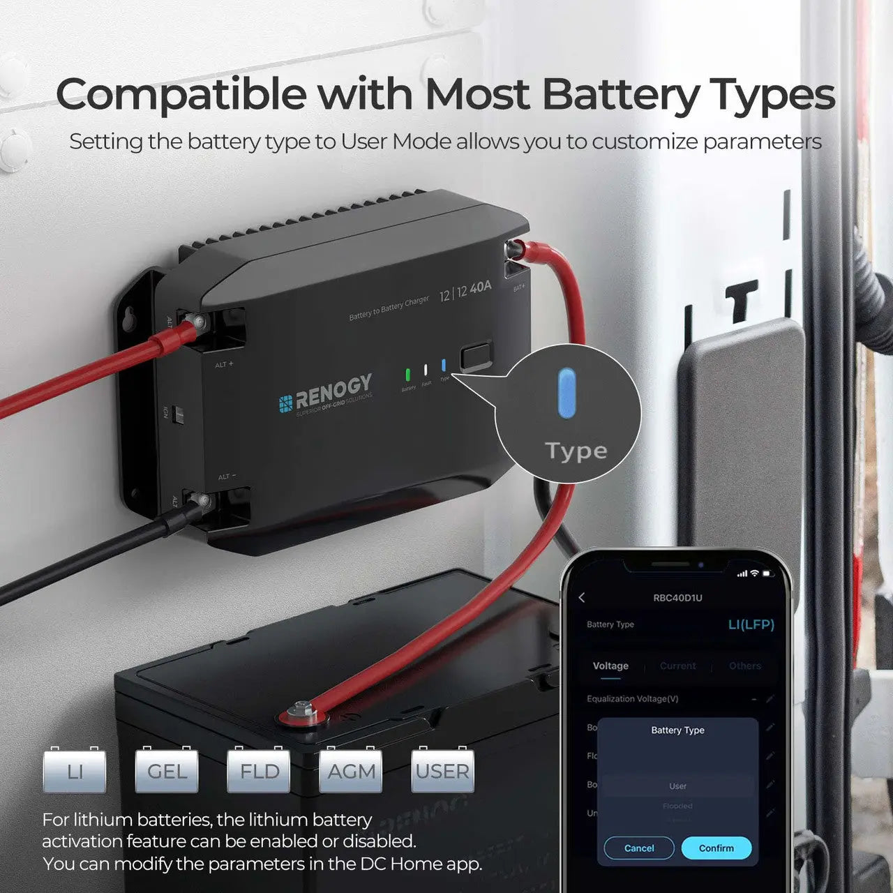 12V 20A/40A DC to DC Battery Charger