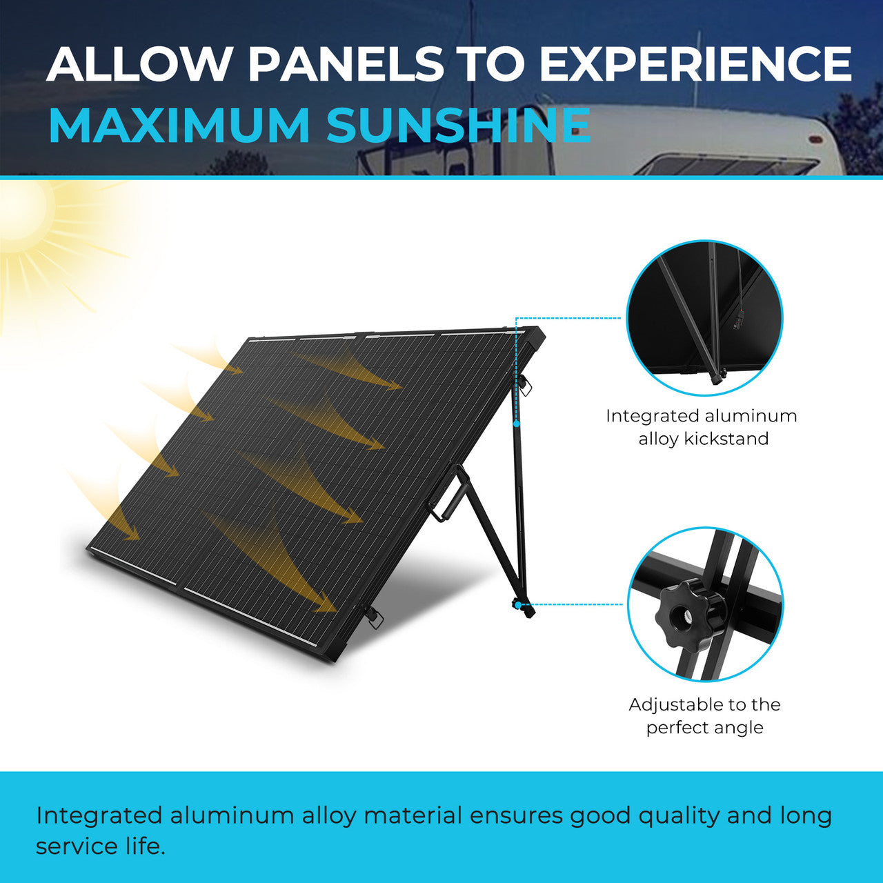 200W Portable Solar Panel Suitcase w/ 20A PWM Controller