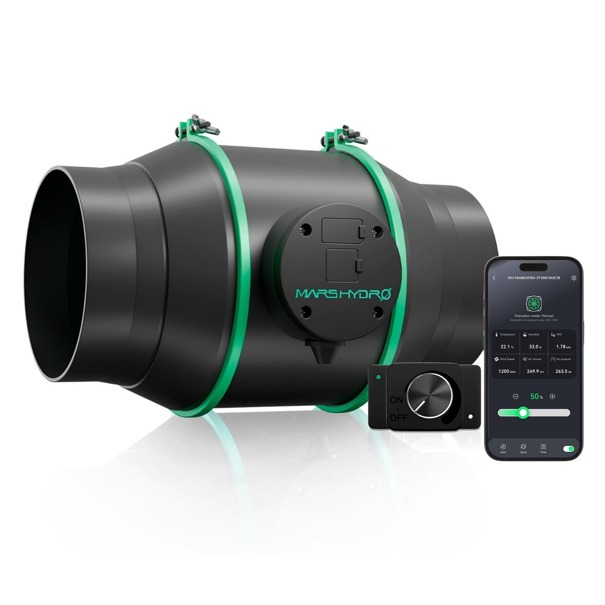 2025 Mars Hydro iFresh 6-Inch Inline Duct Fan - Front View