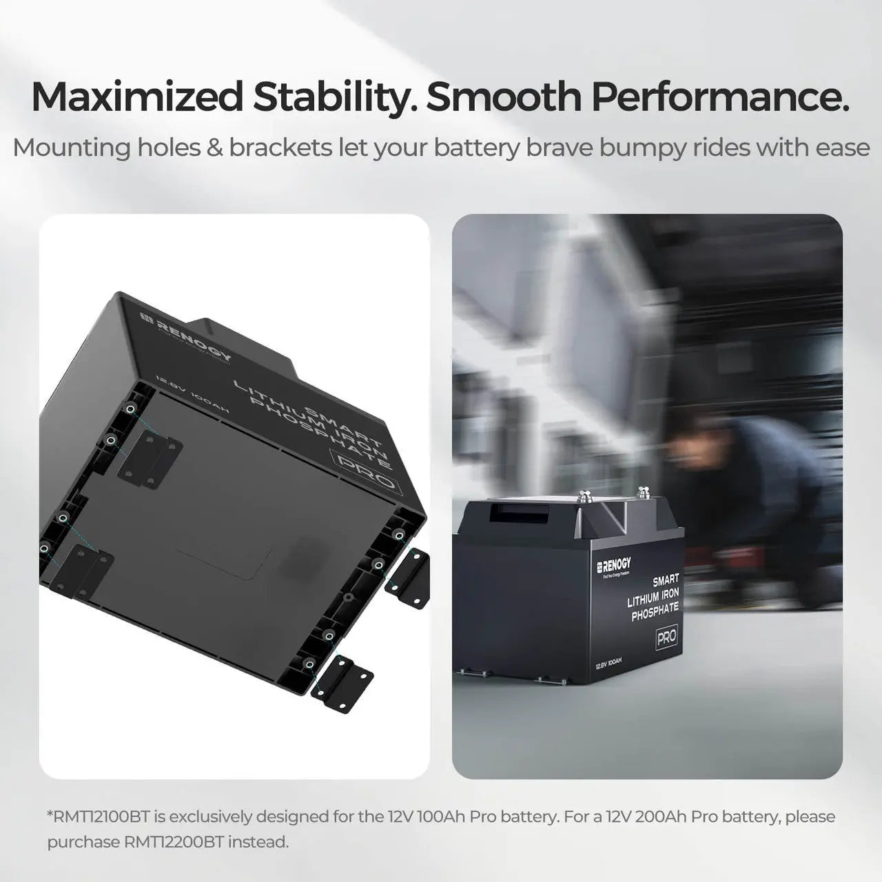 Renogy Mounting Brackets for 12V 100Ah Pro LiFePO4 Batteries (Set of 4)