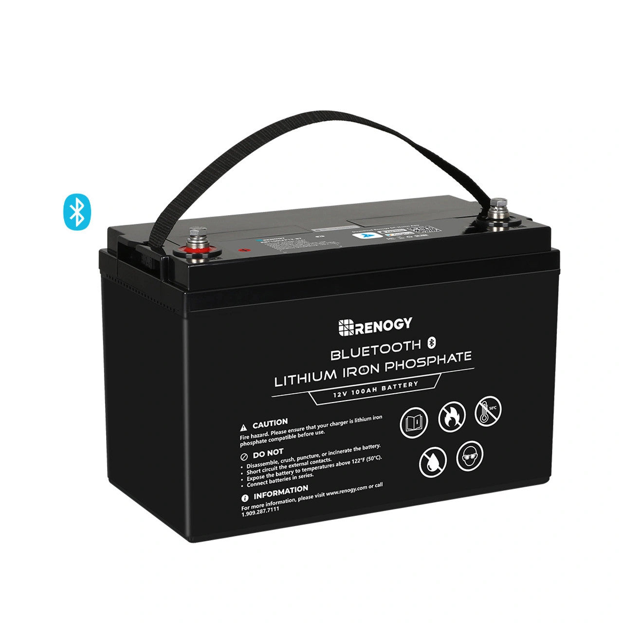 Refurbished 12V 100Ah Lithium Iron Phosphate Battery w/ Bluetooth