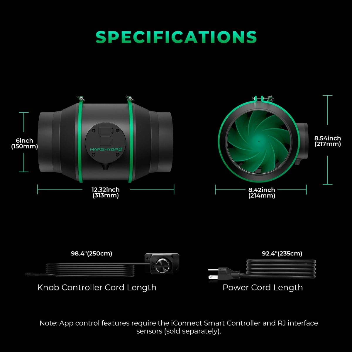 2025 Mars Hydro iFresh 6-Inch Inline Duct Fan - Close-up View