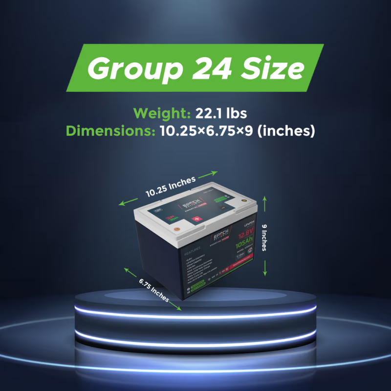 Inverters R Us EPOCH 12V 105Ah Essential Series Bluetooth and Heated LiFePO4 Battery