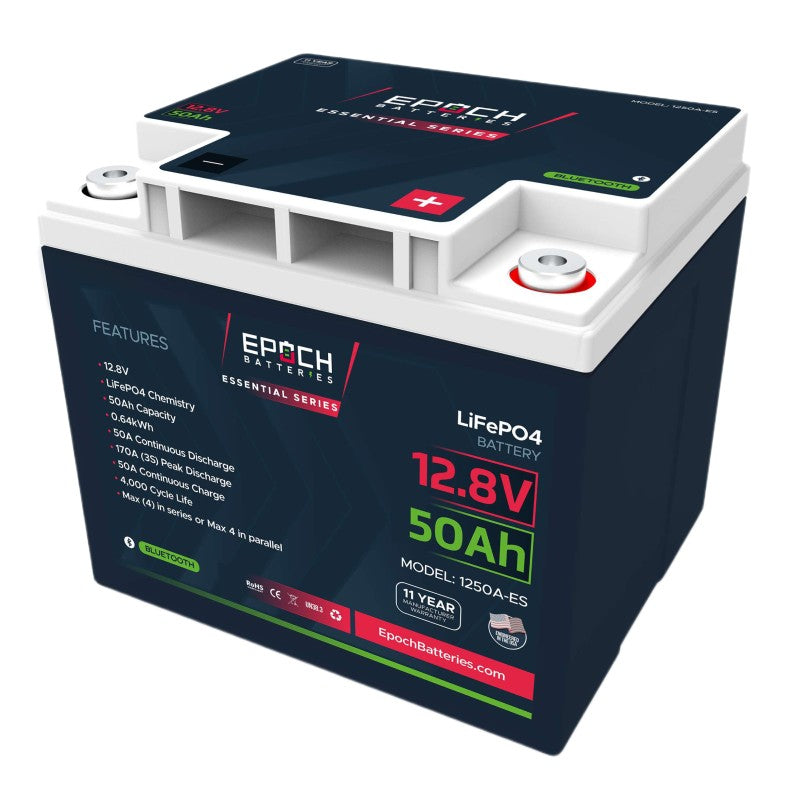 Inverters R Us EPOCH 12V 50Ah Essential Series Bluetooth LiFePO4 Battery