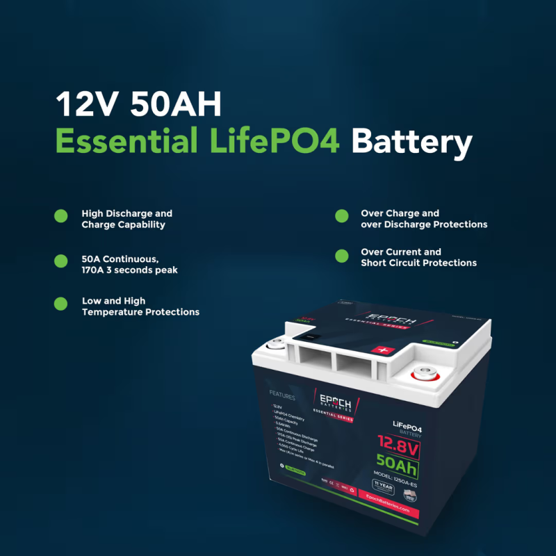 Inverters R Us EPOCH 12V 50Ah Essential Series Bluetooth LiFePO4 Battery