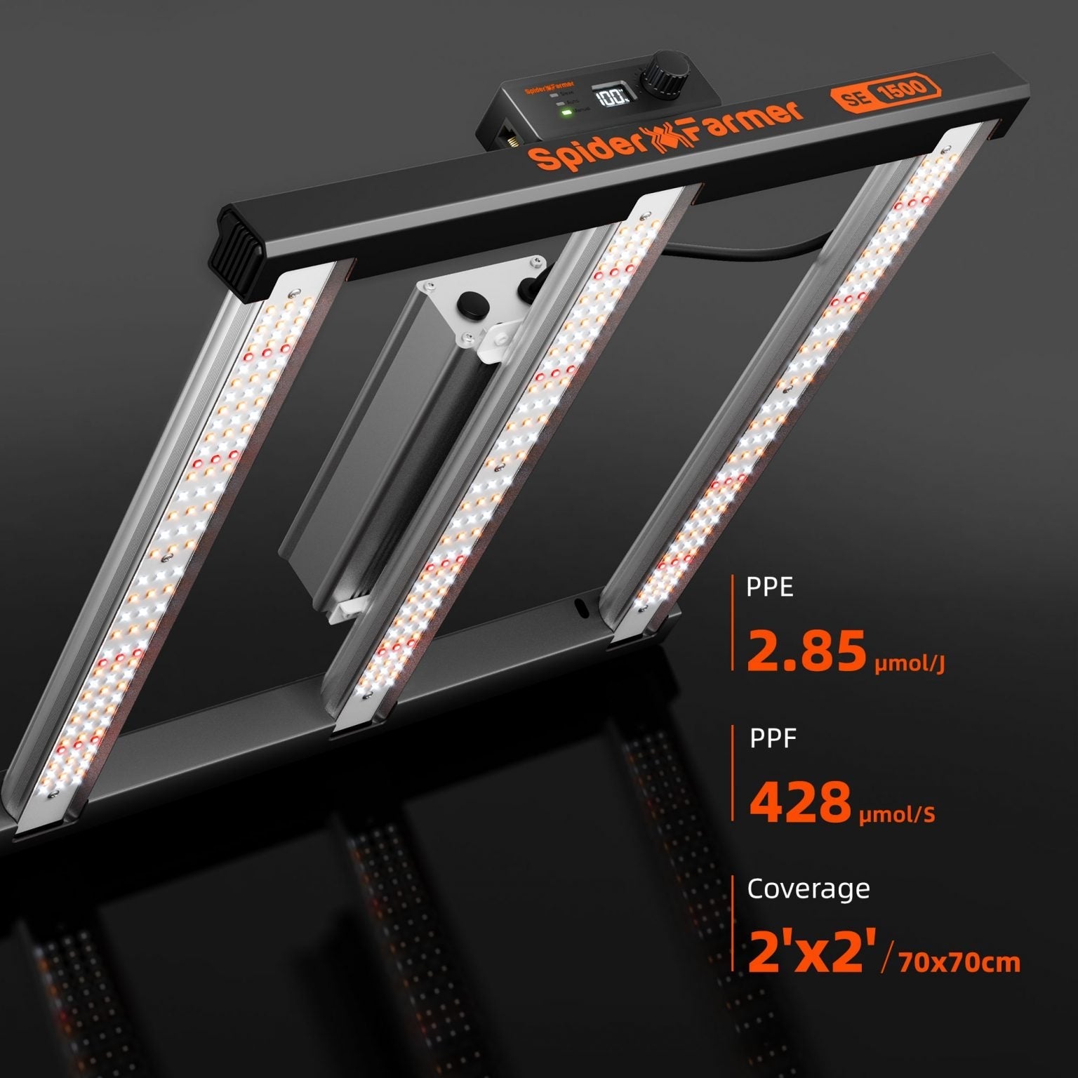 Spider Farmer SE1500 150W Led Grow Light Bluetooth & WiFi Smart APP Control Dimmable High Efficacy for 2x2FT