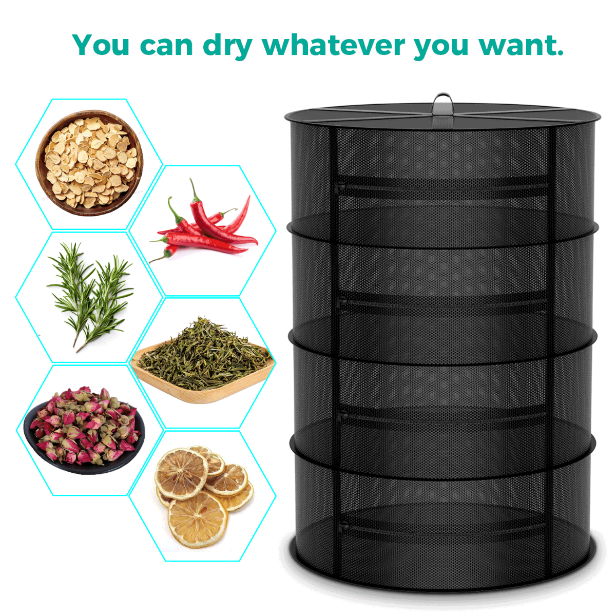 Mars Hydro 4-Layer Mesh Herb Drying Rack With Pruning Shear - Spectrum View