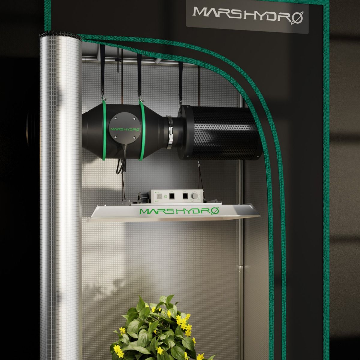 Mars Hydro 4 Inch Inline Fan And Carbon Filter Combo With Thermostat Controller - Performance View
