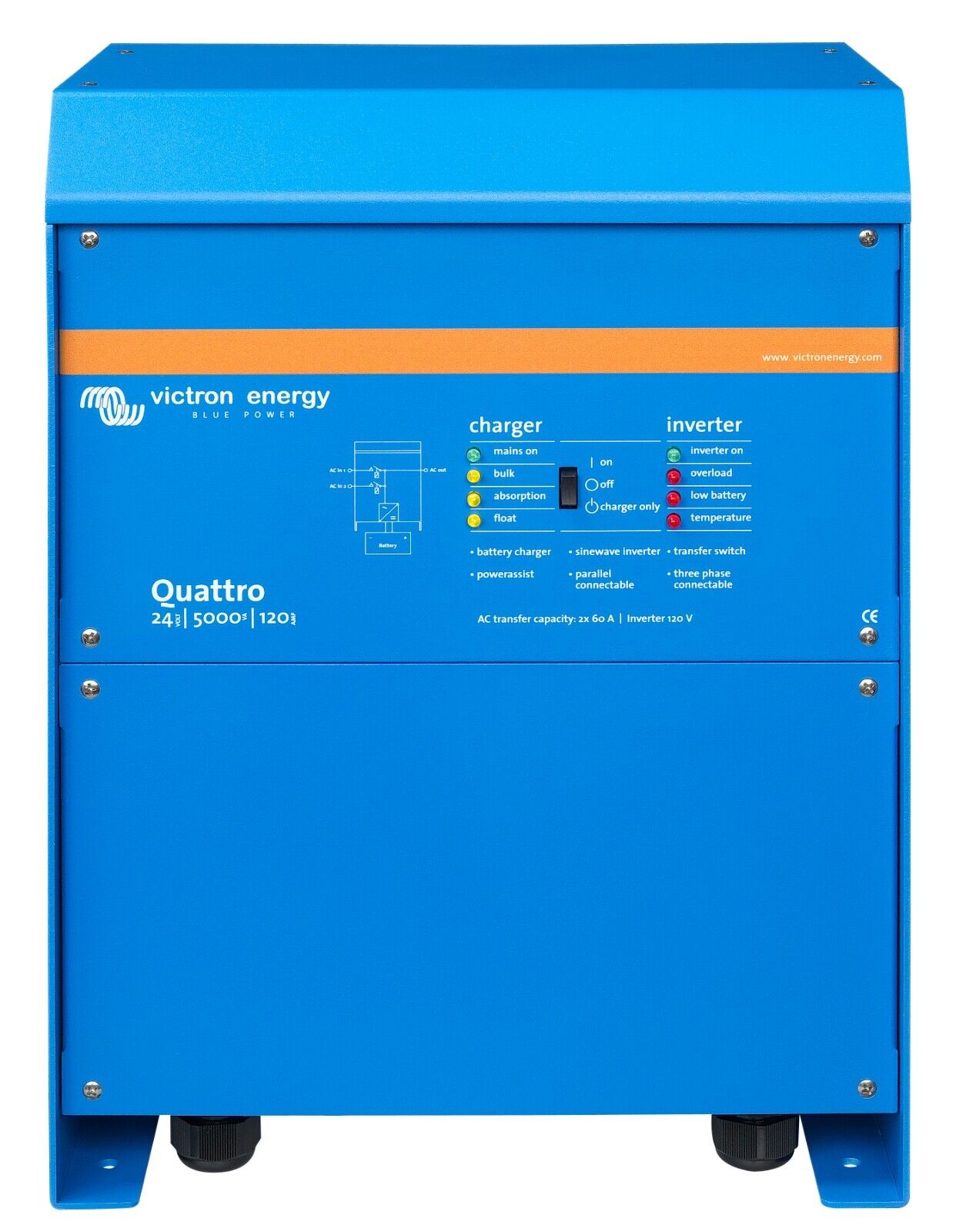Victron QUA483150100 Quattro 48/15000/200-100/100 277V VE.Bus 5 yr Warr Auth Dlr