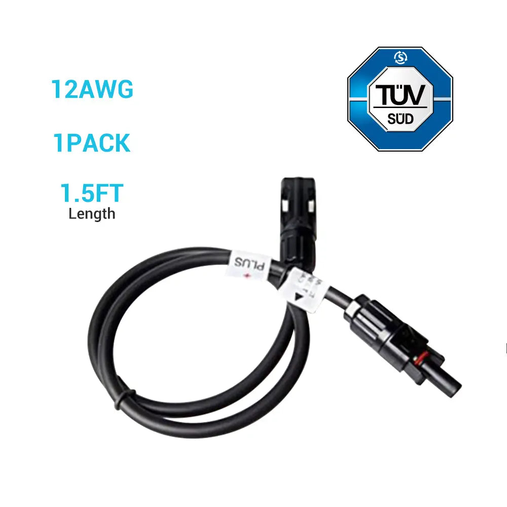 Solar Panel Extension Cable with Male to Female Solar Connectors (Single)
