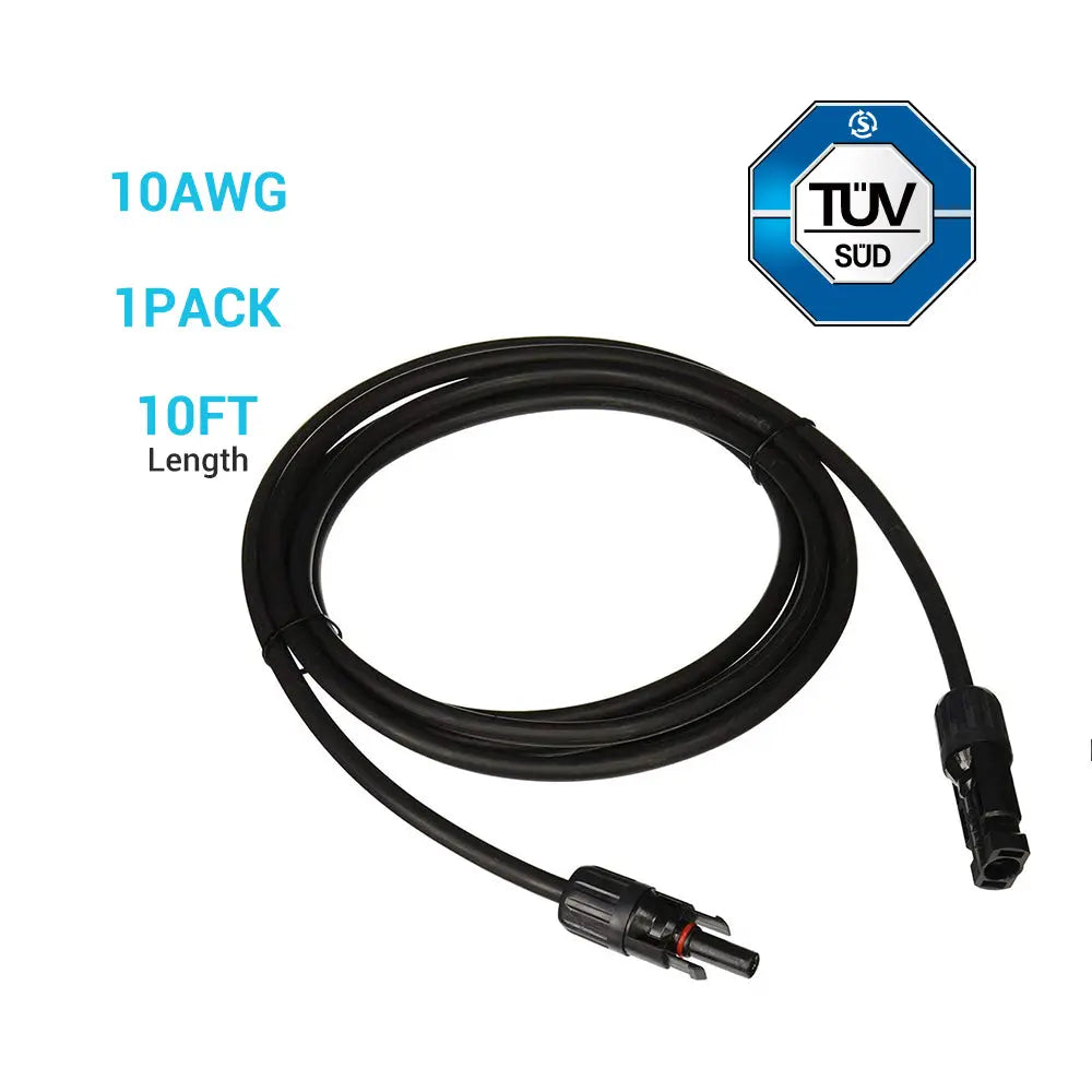 Solar Panel Extension Cable with Male to Female Solar Connectors (Single)