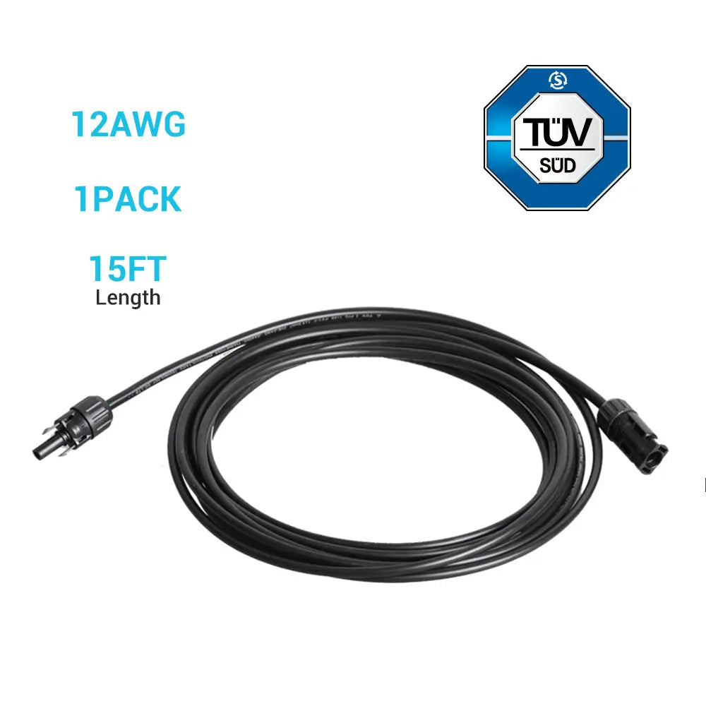Solar Panel Extension Cable with Male to Female Solar Connectors (Single)