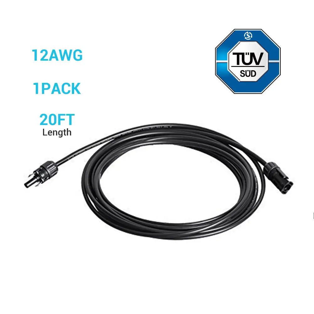 Solar Panel Extension Cable with Male to Female Solar Connectors (Single)