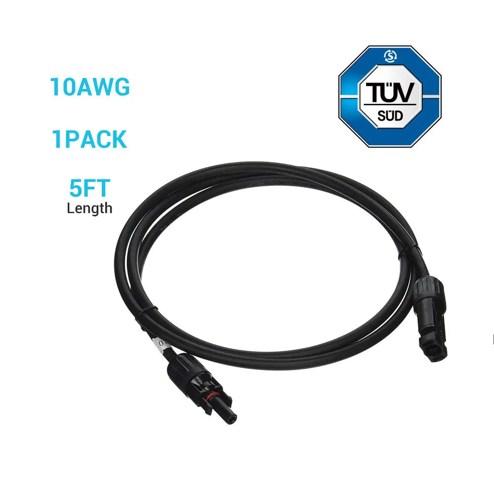 Solar Panel Extension Cable with Male to Female Solar Connectors (Single)