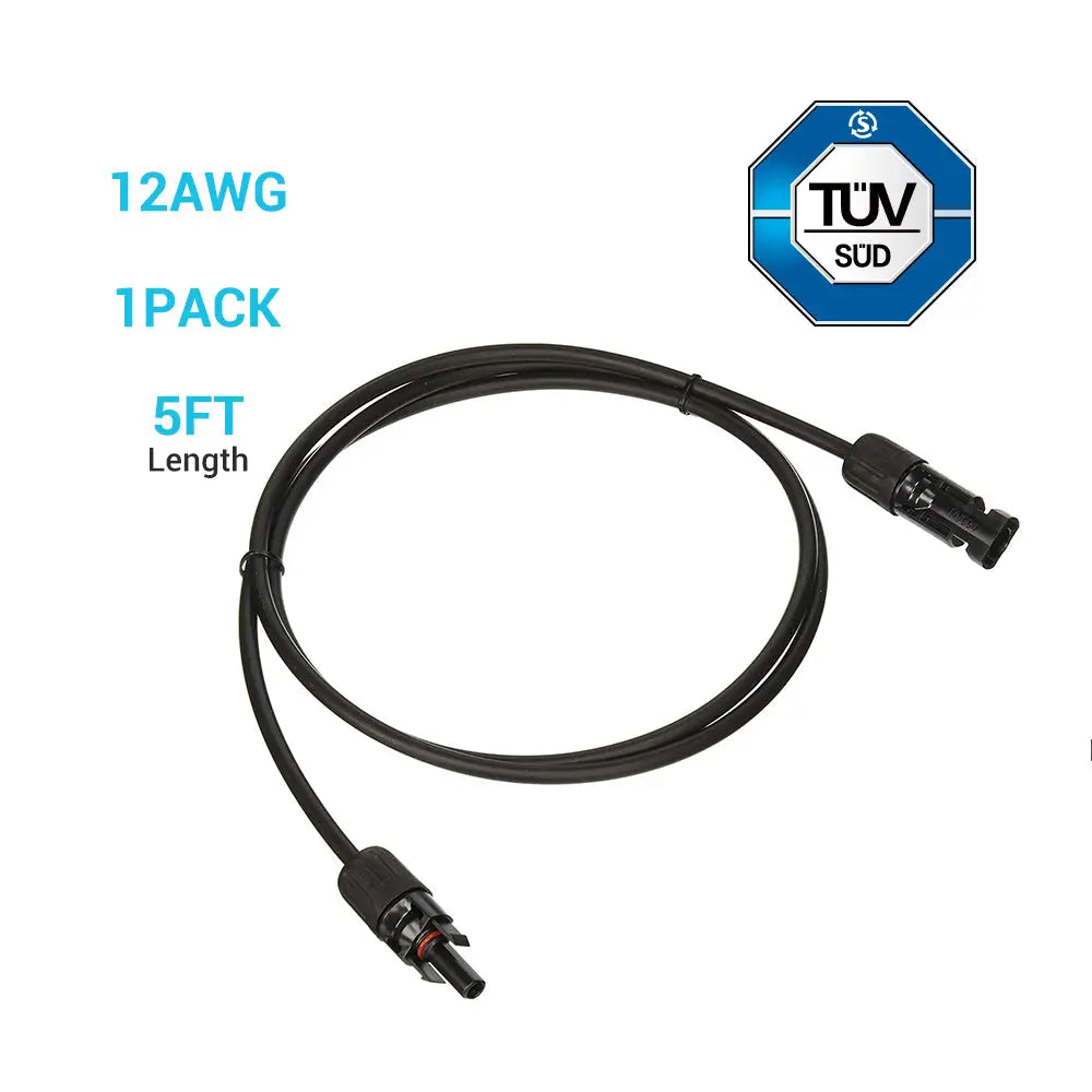 Solar Panel Extension Cable with Male to Female Solar Connectors (Single)