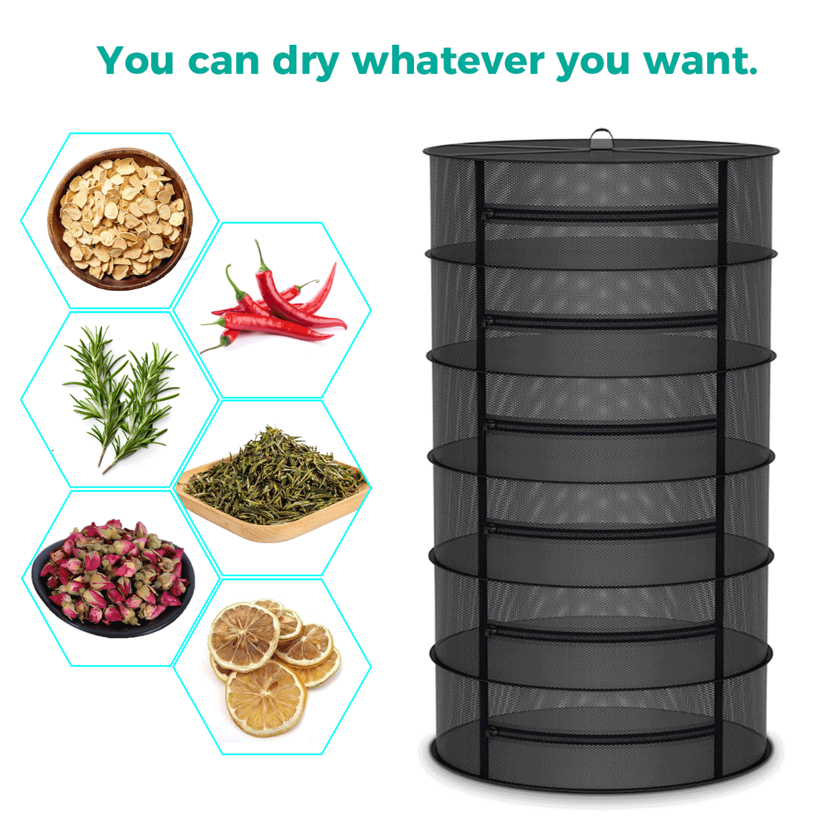 Mars Hydro 6-Layer Mesh Herb Drying Rack With Pruning Shear - Spectrum View