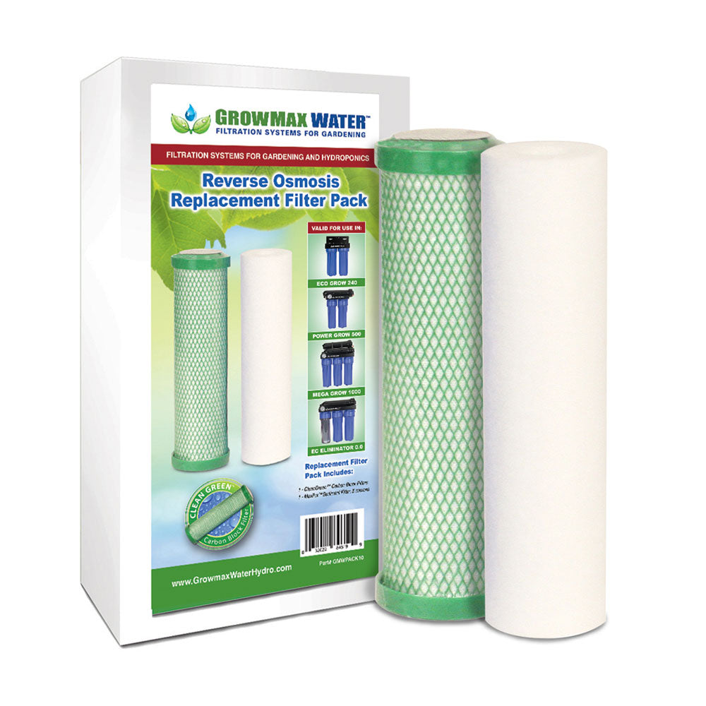 GrowMax Water Carbon Block and Sediment Replacement Filter Pack - 10"