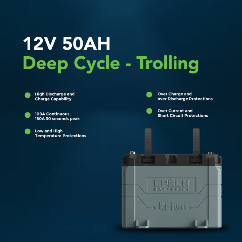 Inverters R Us EPOCH 12V 50Ah LiFePO4 Lithium Battery Bluetooth Heating Waterproof