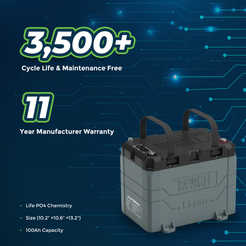 Inverters R Us EPOCH 12V 50Ah LiFePO4 Lithium Battery Bluetooth Heating Waterproof