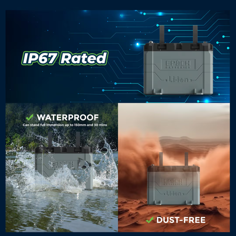 Inverters R Us EPOCH 12V 50Ah LiFePO4 Lithium Battery Bluetooth Heating Waterproof