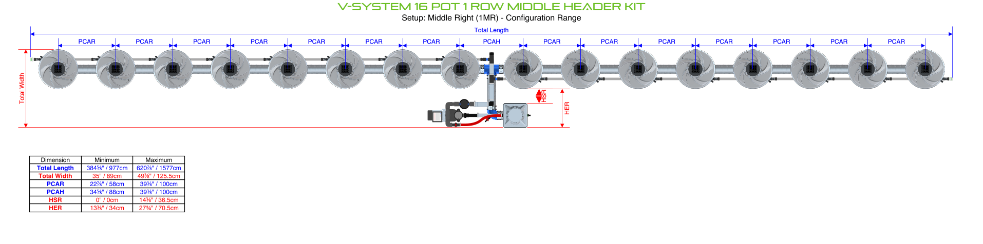 ALIEN V-SYSTEM 16 Pot 1 Row Kit