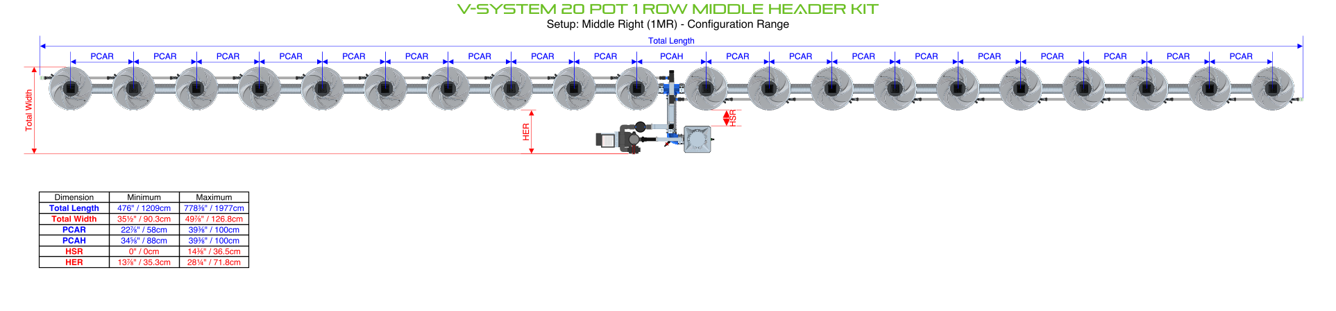 ALIEN V-SYSTEM 20 Pot 1 Row Kit