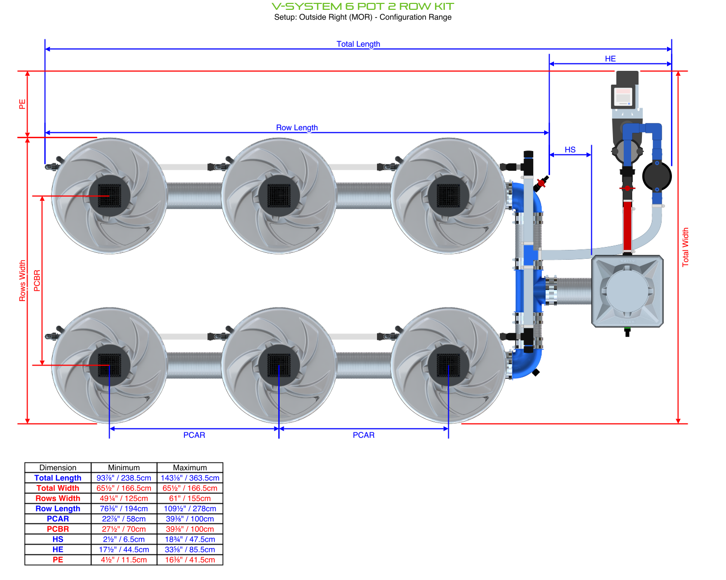 ALIEN V-SYSTEM 6 Pot 2 Row Kit