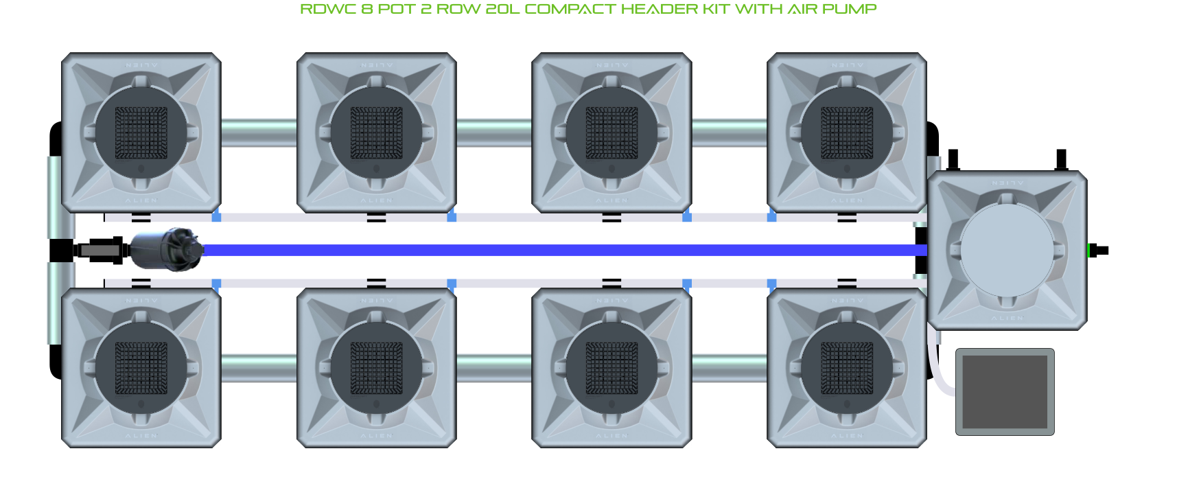 ALIEN RDWC 8 Pot 2 Row Kit