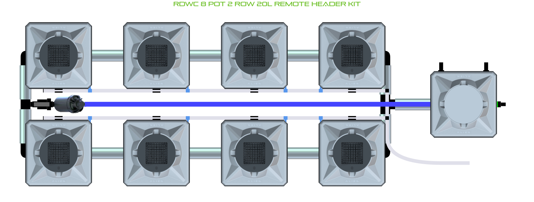ALIEN RDWC 8 Pot 2 Row Kit