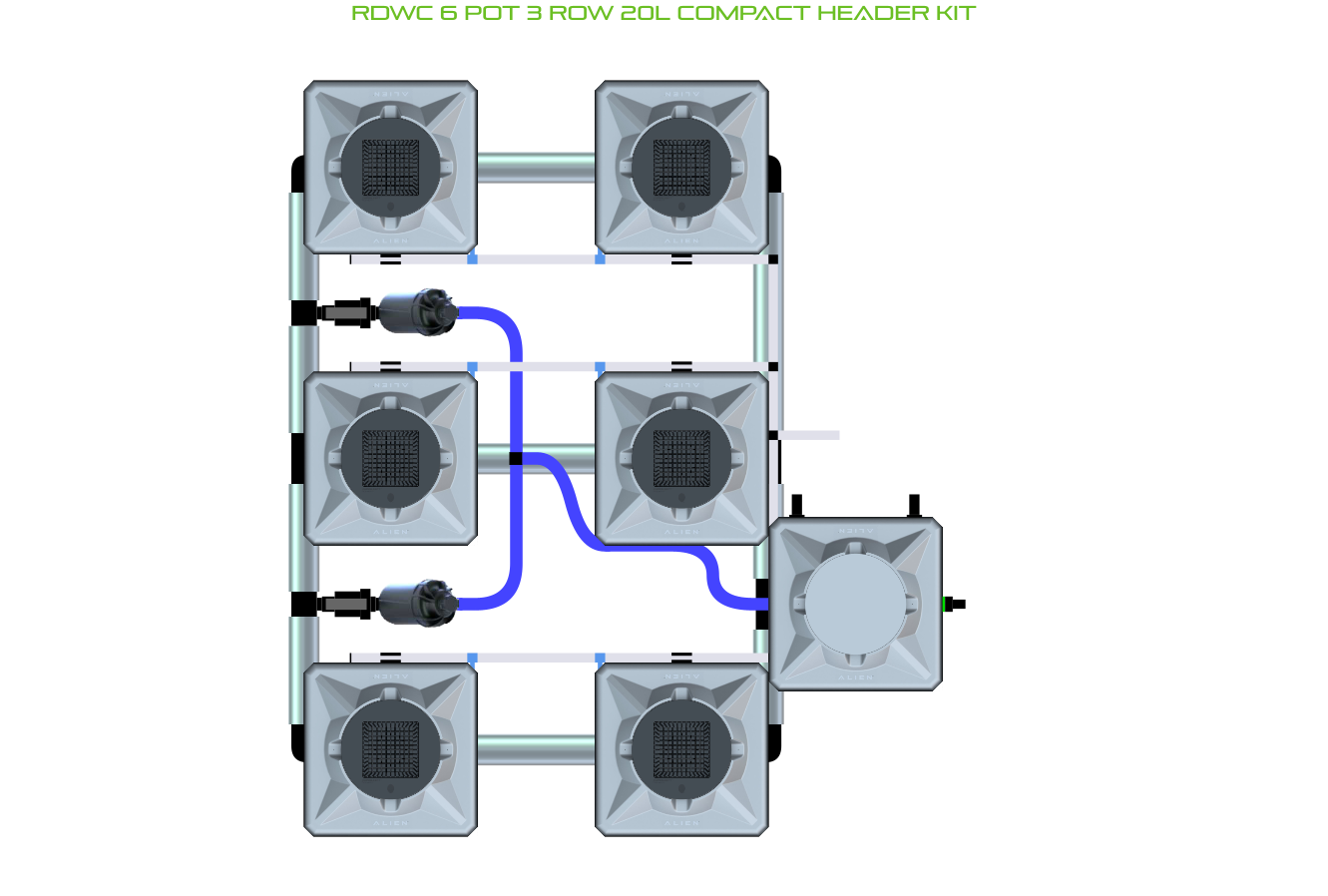 ALIEN RDWC 6 Pot 3 Row Kit