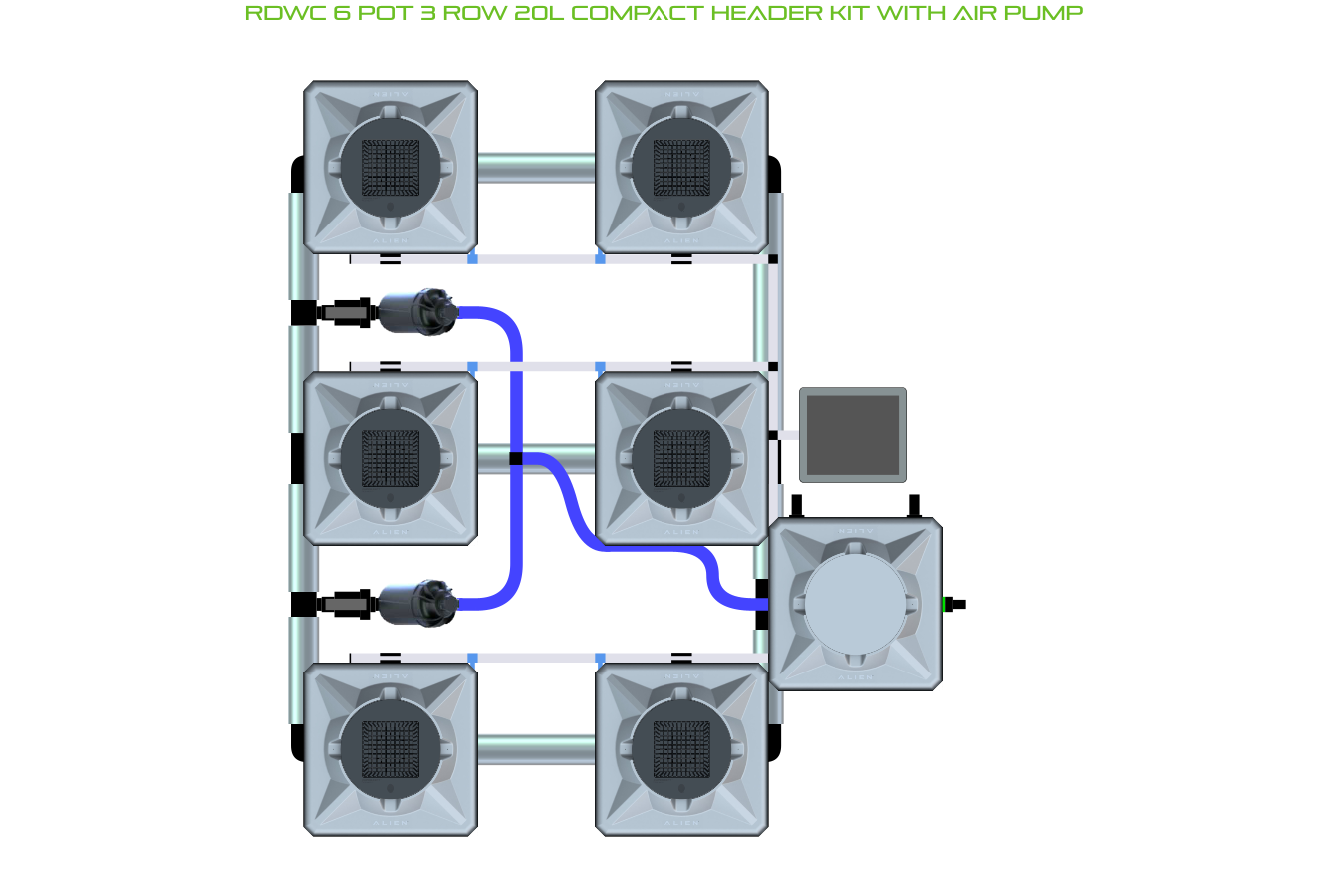 ALIEN RDWC 6 Pot 3 Row Kit