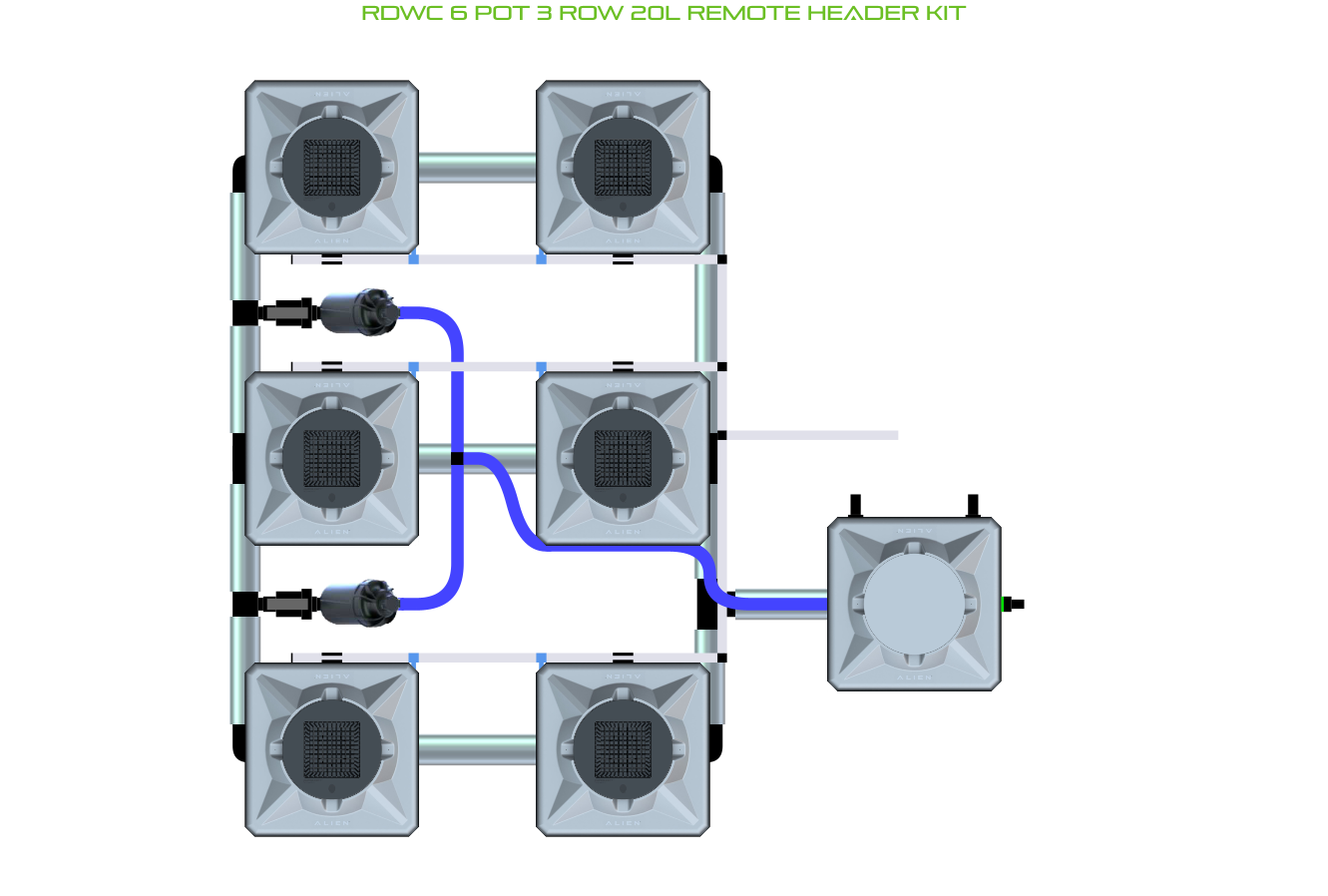 ALIEN RDWC 6 Pot 3 Row Kit