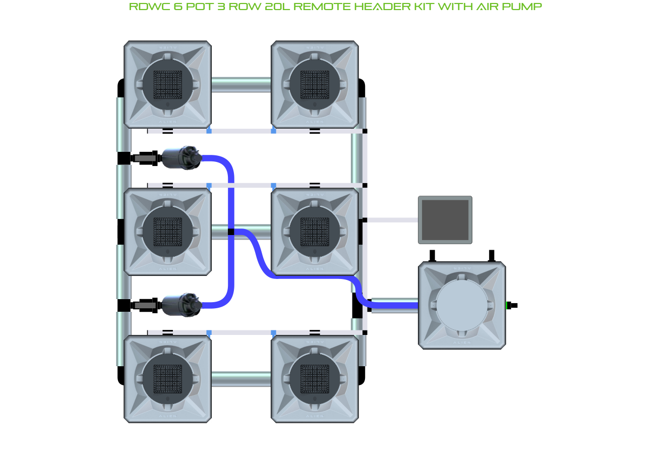 ALIEN RDWC 6 Pot 3 Row Kit
