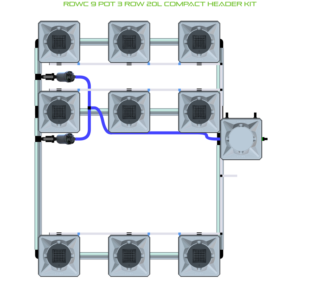 ALIEN RDWC 9 Pot 3 Row Kit