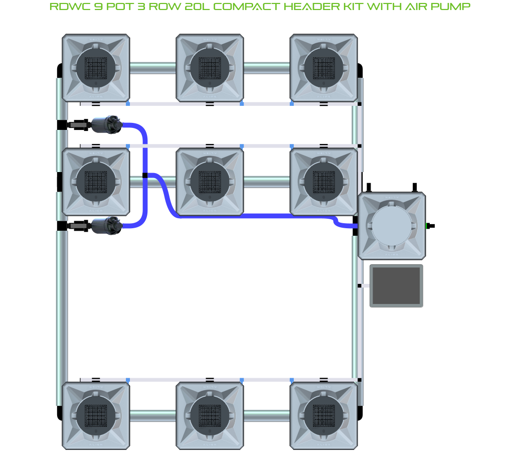 ALIEN RDWC 9 Pot 3 Row Kit