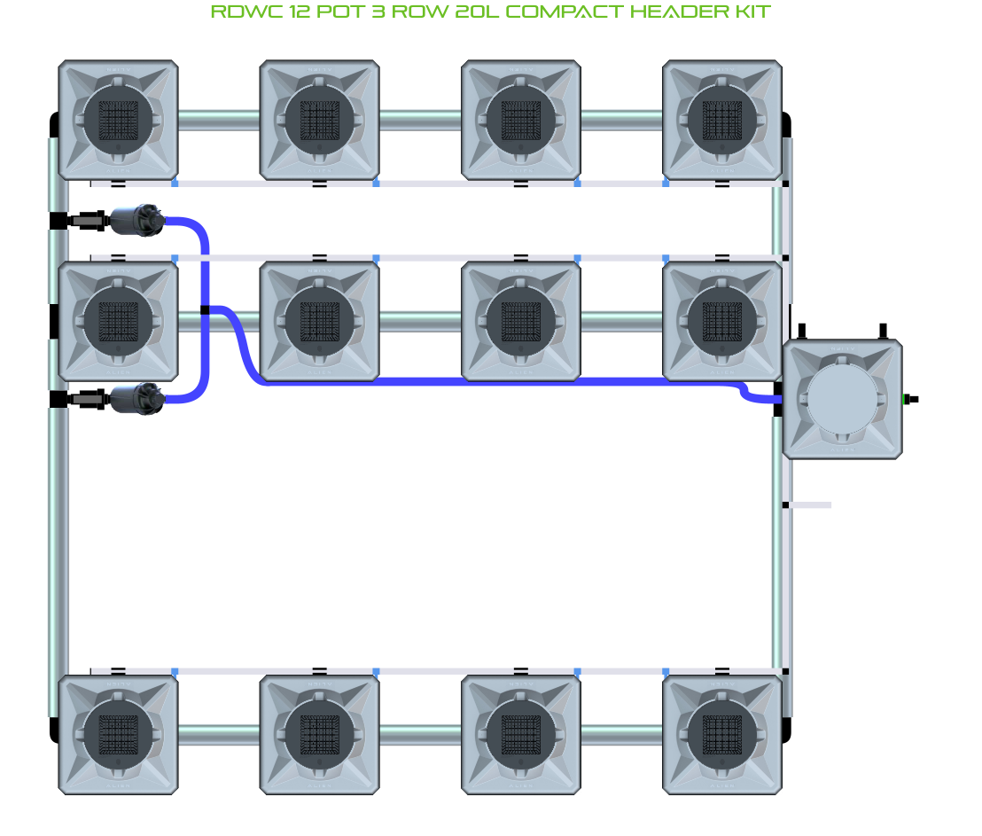 ALIEN RDWC 12 Pot 3 Row Kit