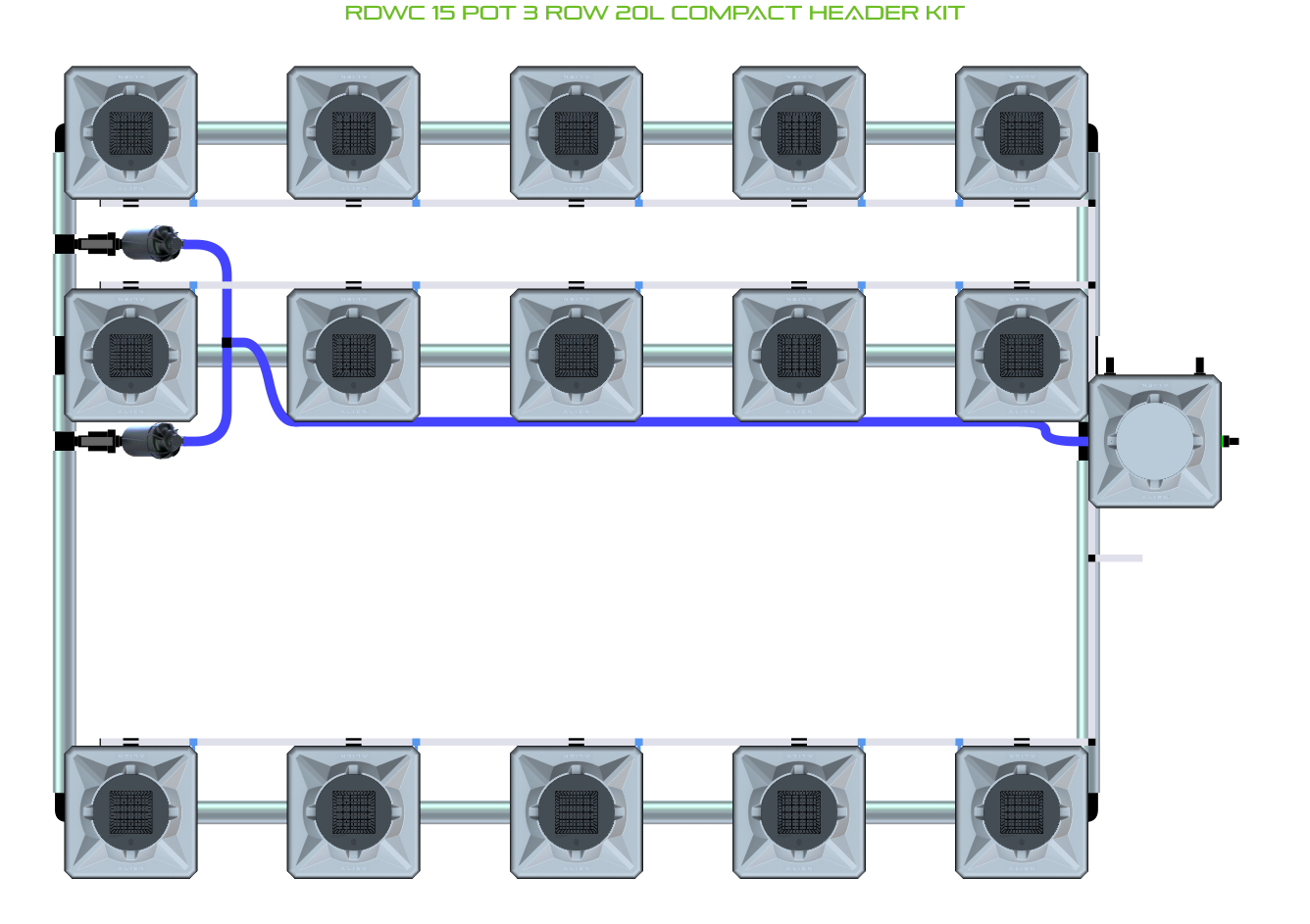 ALIEN RDWC 15 Pot 3 Row Kit