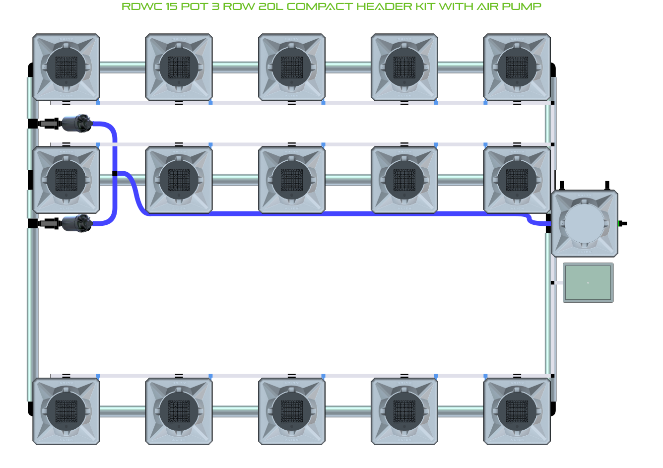 ALIEN RDWC 15 Pot 3 Row Kit