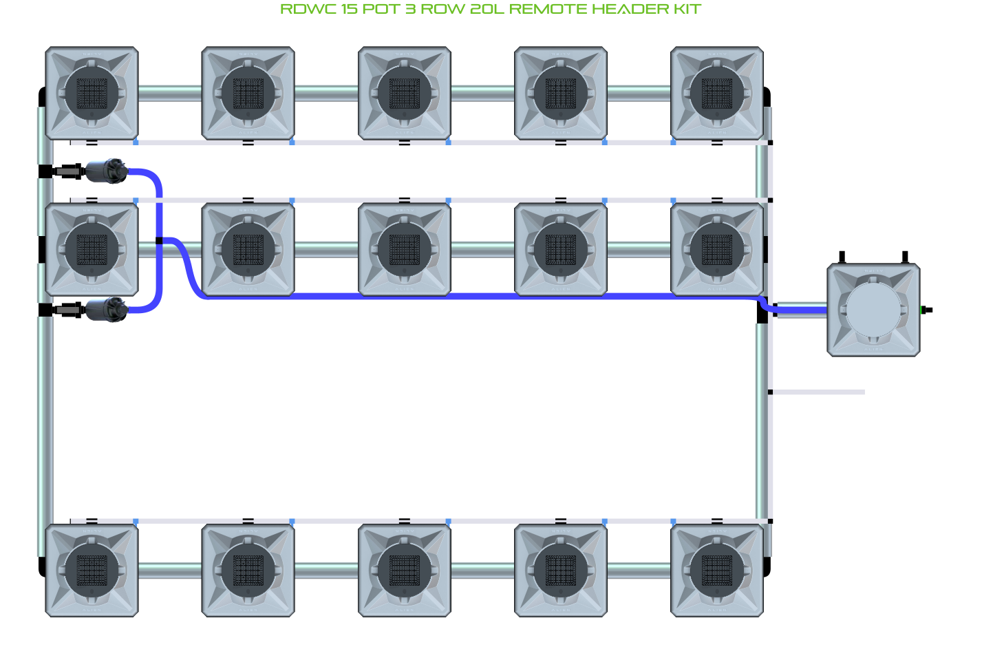 ALIEN RDWC 15 Pot 3 Row Kit