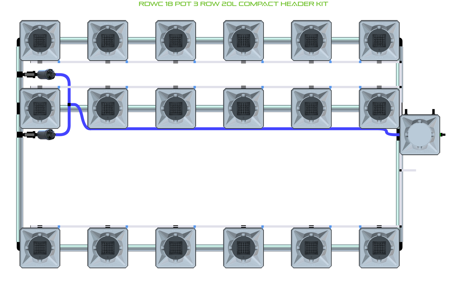 ALIEN RDWC 18 Pot 3 Row Kit
