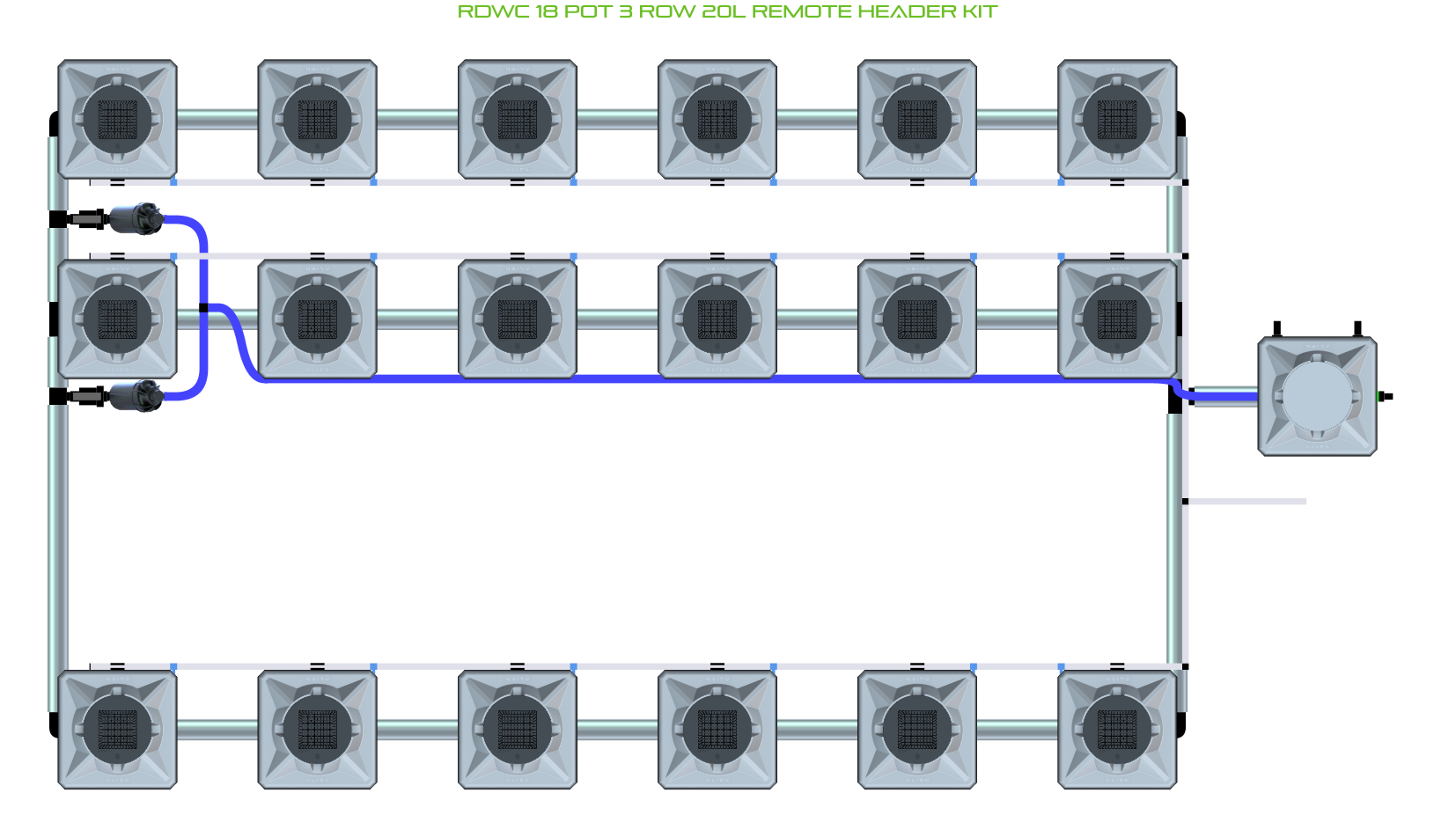 ALIEN RDWC 18 Pot 3 Row Kit