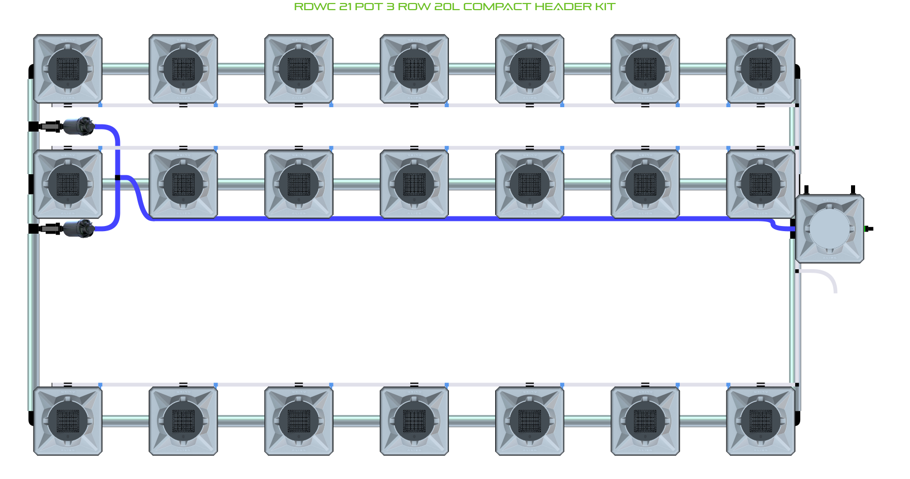 ALIEN RDWC 21 Pot 3 Row Kit