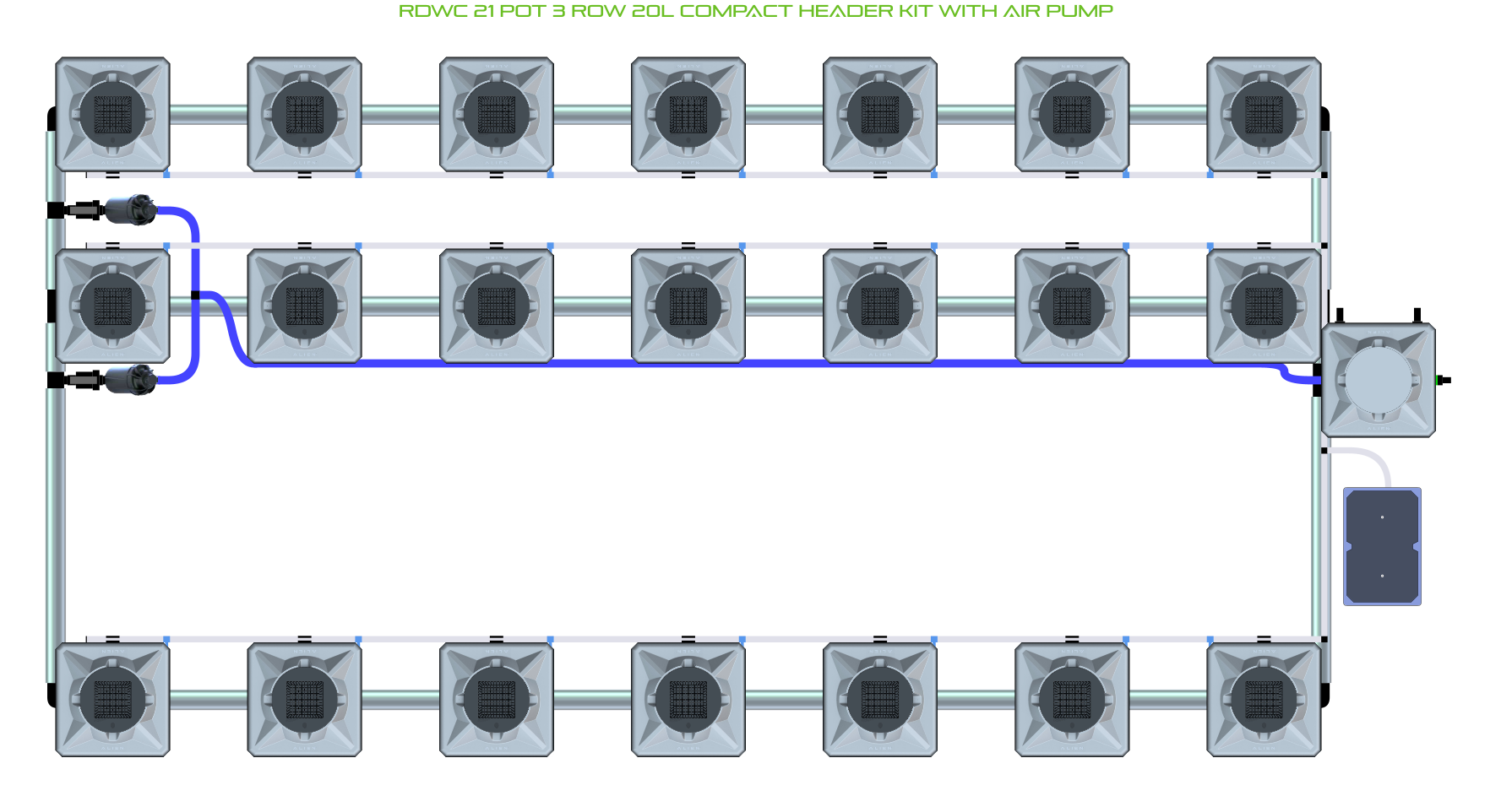 ALIEN RDWC 21 Pot 3 Row Kit