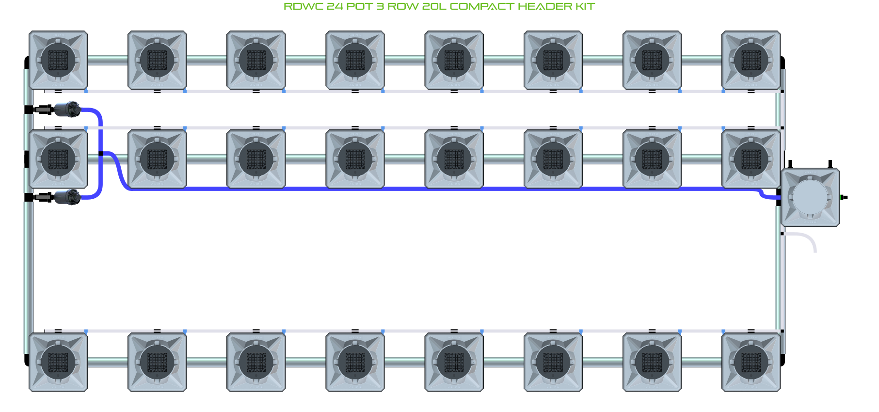 ALIEN RDWC 24 Pot 3 Row Kit