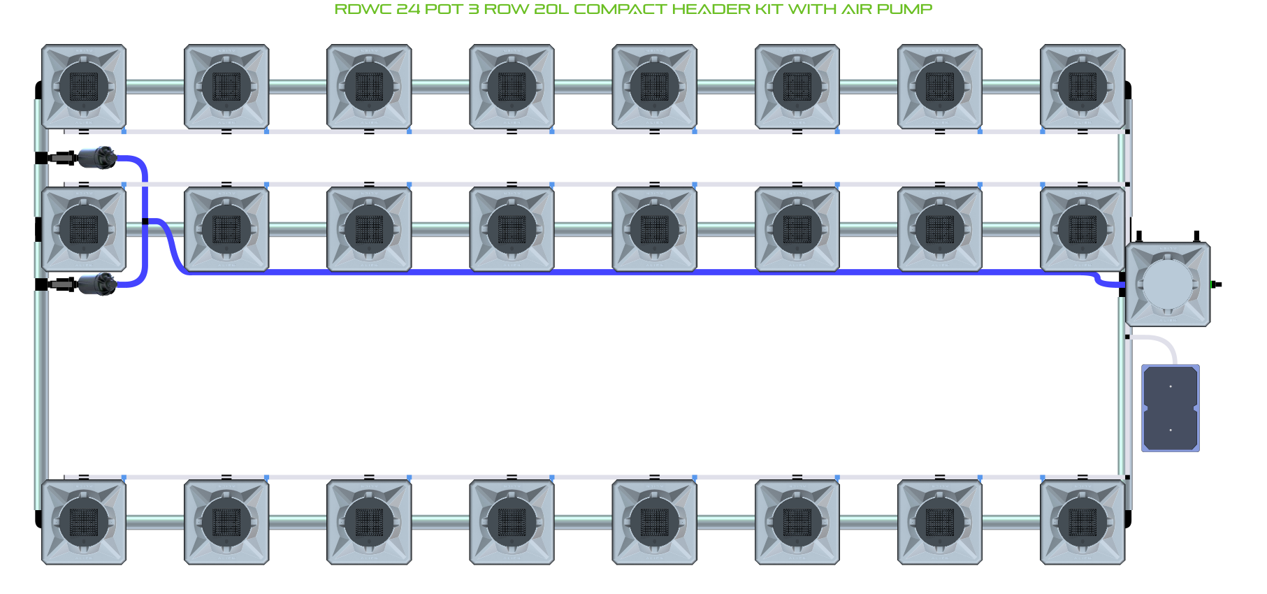 ALIEN RDWC 24 Pot 3 Row Kit