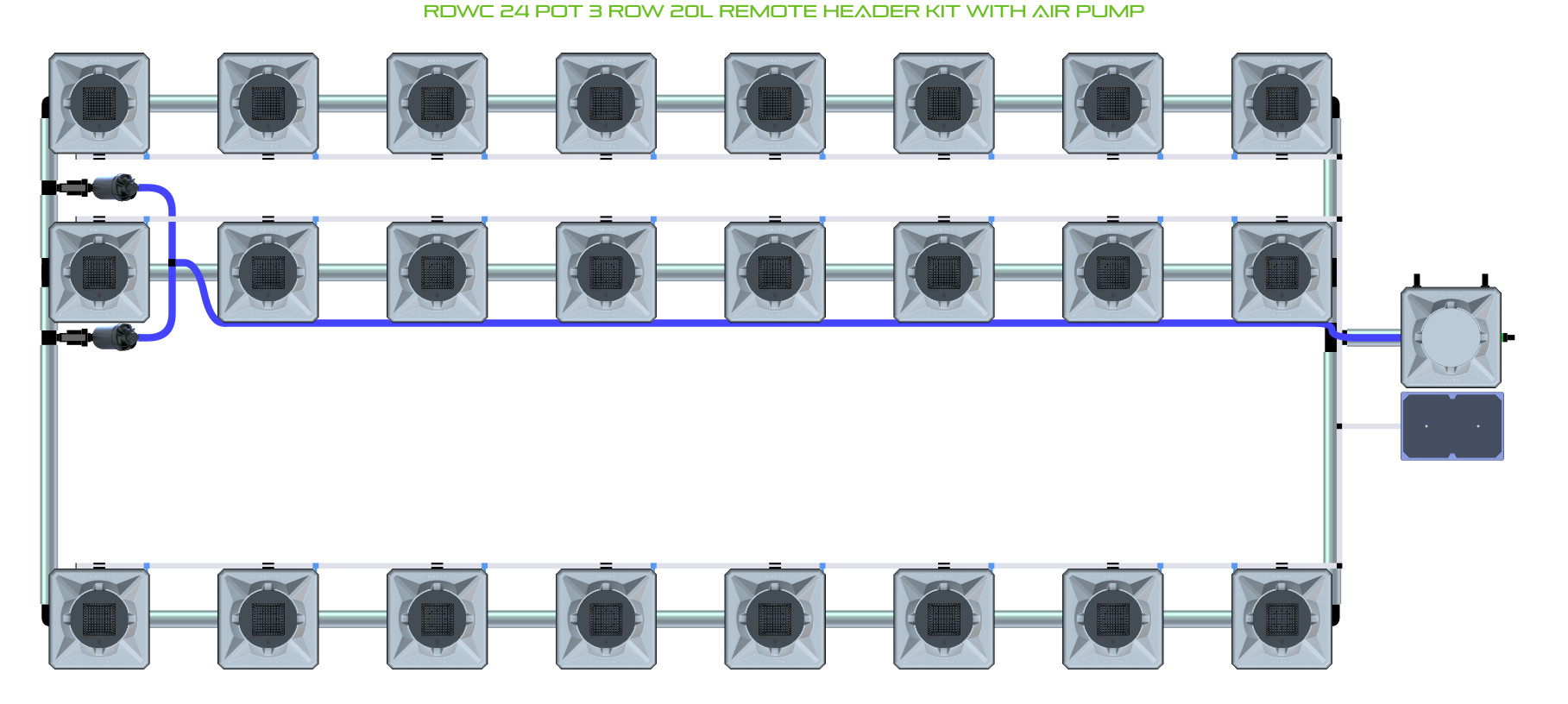 ALIEN RDWC 24 Pot 3 Row Kit