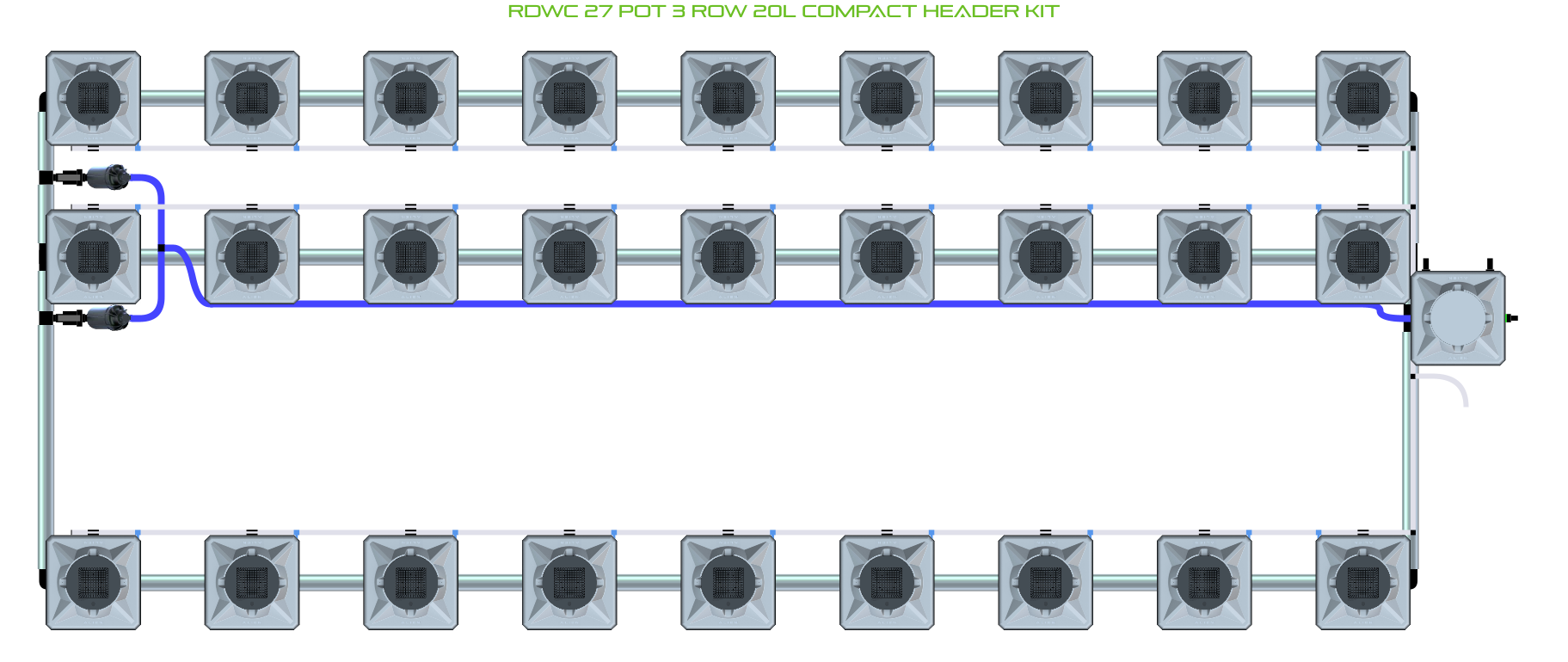 ALIEN RDWC 27 Pot 3 Row Kit
