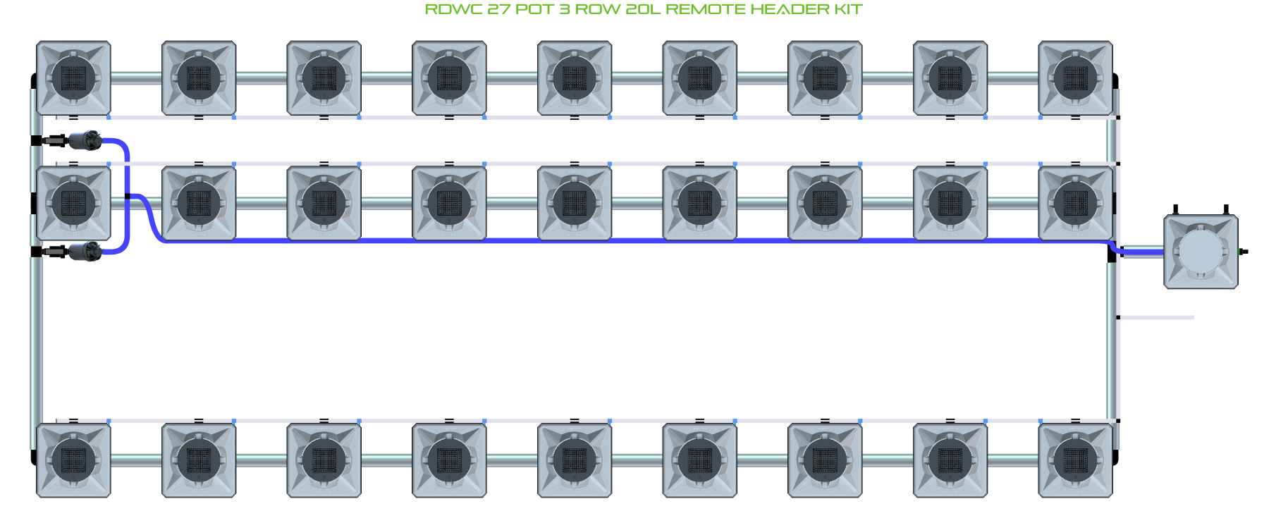 ALIEN RDWC 27 Pot 3 Row Kit